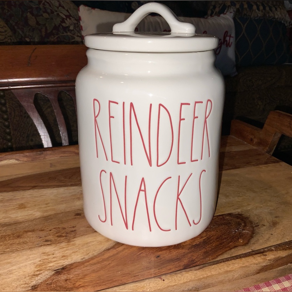 New Rae Dunn Reindeer Snacks Christmas jar canister